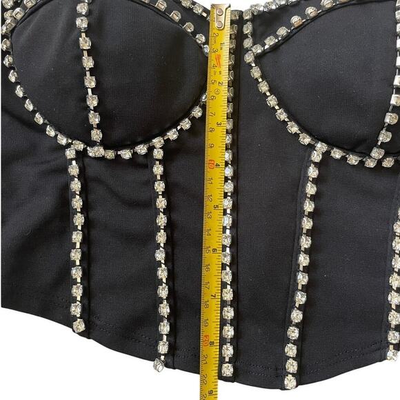 Julia by Love I Rhinestone Bustier Top M | Corset Crop, Padded, Party, Glam Y2K - Picture 6 of 8